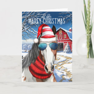 Pinto Paint Horse Funny MAREy jul Helgkort