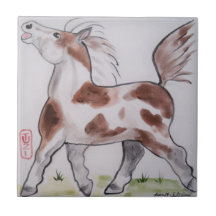 Pinto Paint Pony Brown White Horse Animal Art