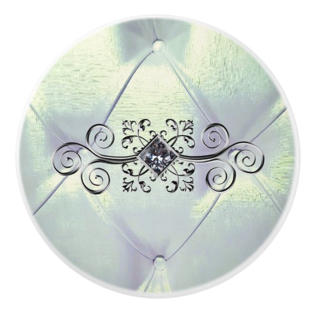 Pintuck satin och diamantblått silver knopp (Framsidan)