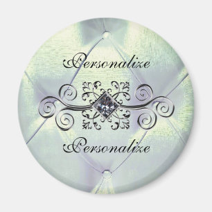 Pintuck satin ser ut diamant silver blå elegant magnet