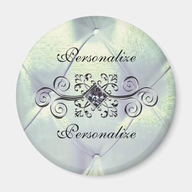 Pintuck satin ser ut diamant silver blå elegant magnet (Framsidan)