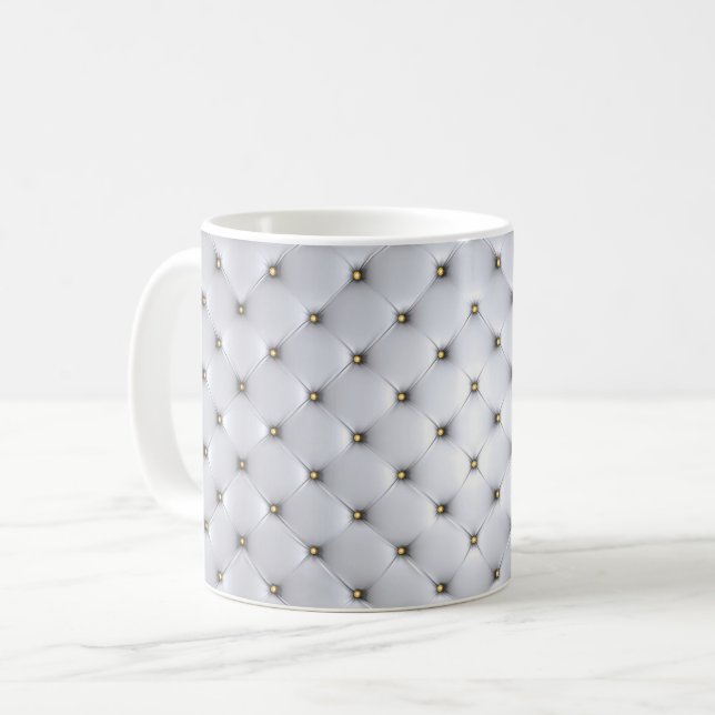 Pintuck ser vitaktig ut och guld elegant kaffemugg (Framsida vänster)