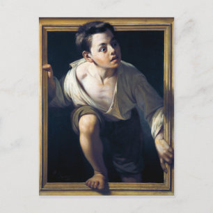 Pintura ’Escapando de la crítica’ Trampantojo Art Vykort