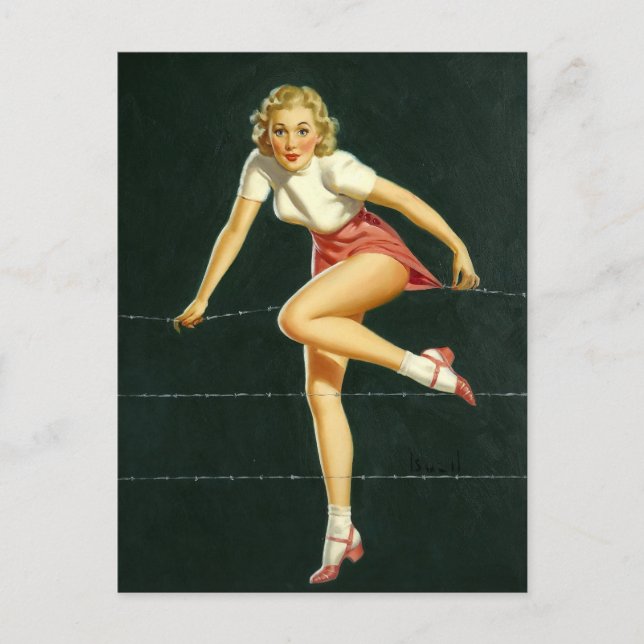 Pinup av taggtrådsstängsel vykort (Framsida)