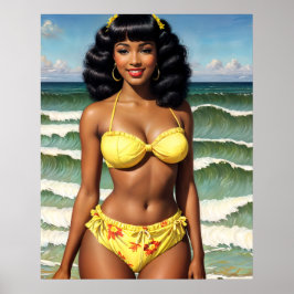 Pinup Black Girl Melanin Bikini Model Poster