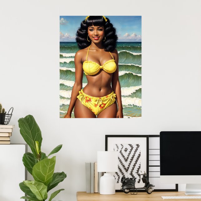 Pinup Black Girl Melanin Bikini Model Poster (Hemmakontoret)