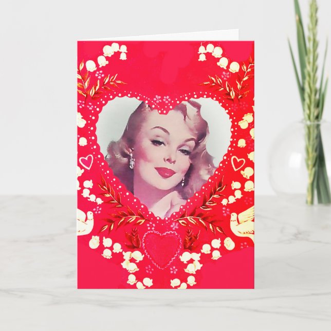 Pinup Bombshell Vintage Valentine Helgkort (Framsida)