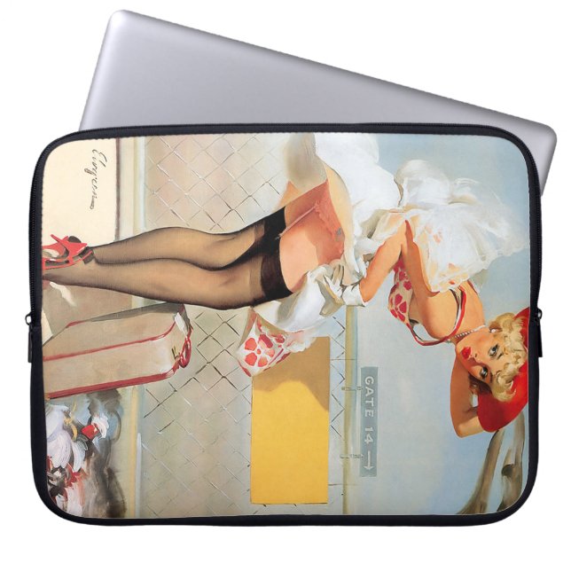 Pinup flicka i bagageolyckan laptop fodral (Framsidan)