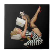 Pinup-flicka med valp Alberto vargas vintage