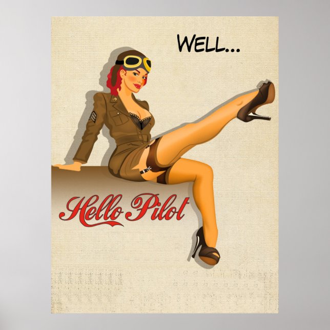 Pinup Flygflicka Poster (Framsidan)