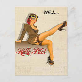 Pinup Flygflicka Vykort