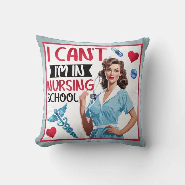 Pinup för akut nostalgi i sjuksköterskeskolor kudde (Framsida)