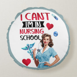 Pinup för akut nostalgi i sjuksköterskeskolor rund kudde