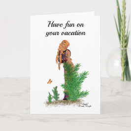 Pinup för hälsning av rödhåriget Hiker-ryggsäck f Kort