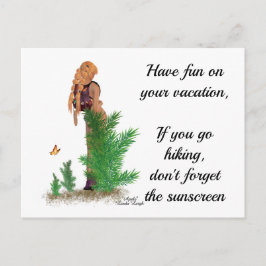 Pinup för ryggsäck för rödhårig Hiker-ryggsäck, vy Vykort