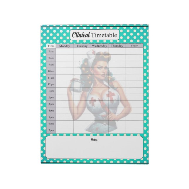 Pinup för välsignad sjuksköterska _ Klinisk tidtab Anteckningsblock (Roterad)