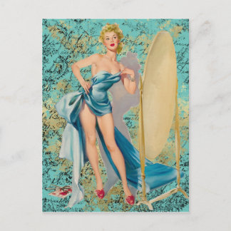 Pinup Girl i Spegel Vykort