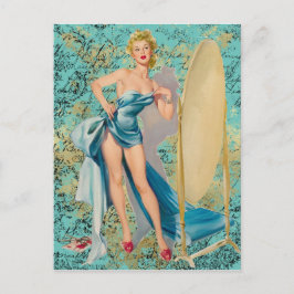 Pinup Girl i Spegel Vykort