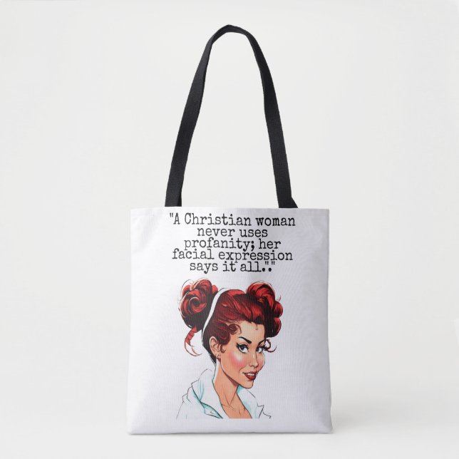 Pinup Girl, med Christian Humor Tote Tygkasse (Framsida)