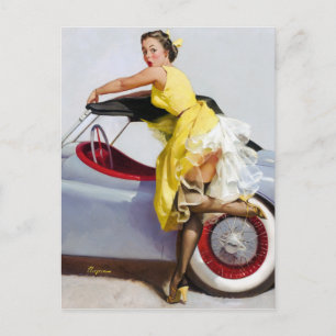 Pinup i cabriolet vykort