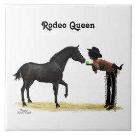 Pinup med häst, keramiskt plattor kakelplatta