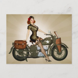 Pinup med vykort för motorcyklar i armén