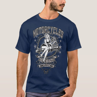 Pinup Motorcycle Garage Workshop T Shirt
