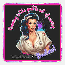 Pinup_ Nurse Badass Fyrkantigt Klistermärke