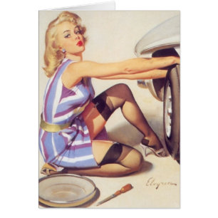 Pinupet Bilproblem A Vintage OBS Kort
