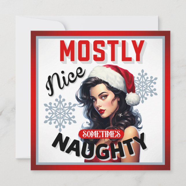 Pinupet Cute Ibland Naughty Retro-jul Julkort (Framsida)