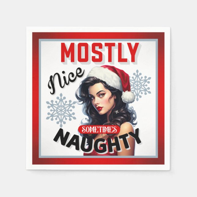 Pinupet Cute Ibland Naughty Retro-jul Pappersservett (Framsidan)