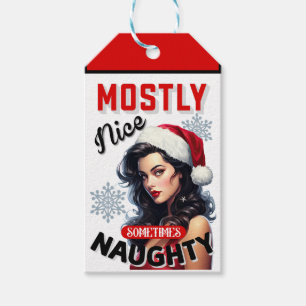 Pinupet Cute Ibland Naughty Retro-jul Presentetikett