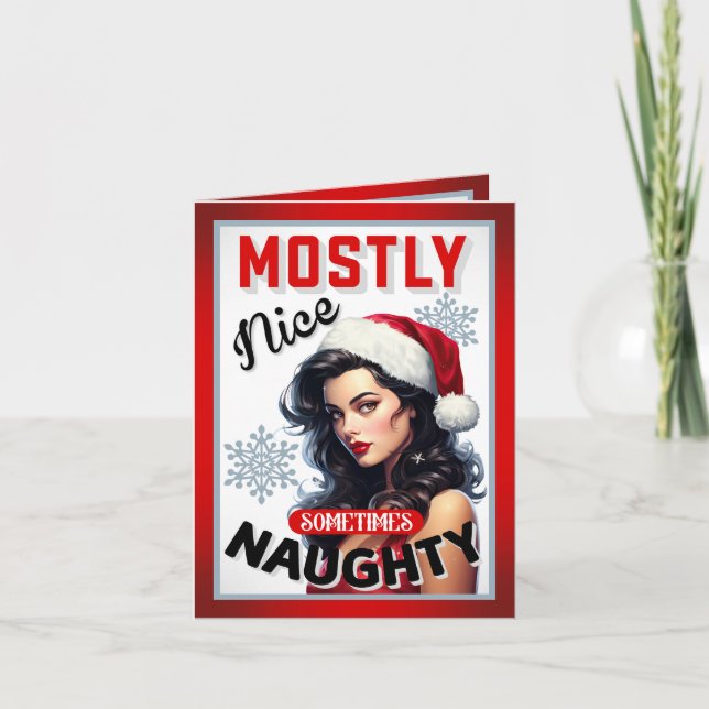 Pinupet Cute Ibland Naughty Retro-jul Tack Kort (Framsida)