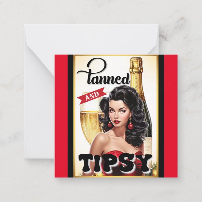 Pinupet Cute Tkonserverad och Tipsy Anteckningskort (Framsida)