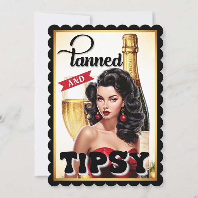 Pinupet Cute Tkonserverad och Tipsy Tack Kort (Framsida)