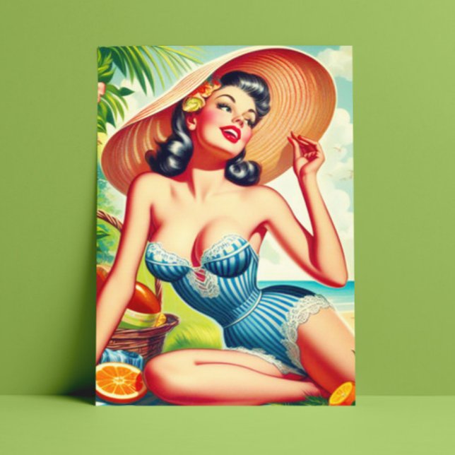 Pinupet för Tropical Beach i Retro Vykort (Skapare uppladdad)