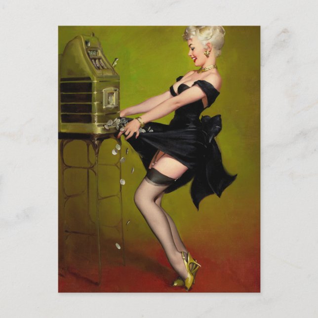 Pinupet Jackpot Woman Art Vykort (Framsida)