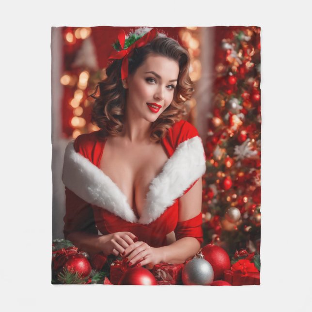 Pinupet Jultomten Dam Fleecefilt (Framsidan)