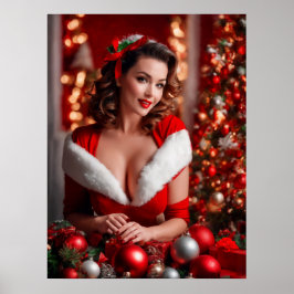 Pinupet Jultomten Dam Poster