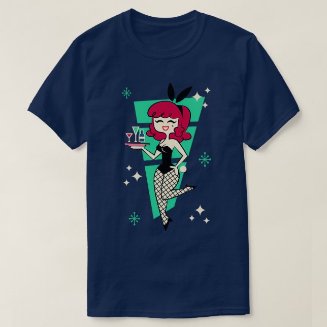 Pinupet Retro Bunny Rödhårig T Shirt (Design framsida)
