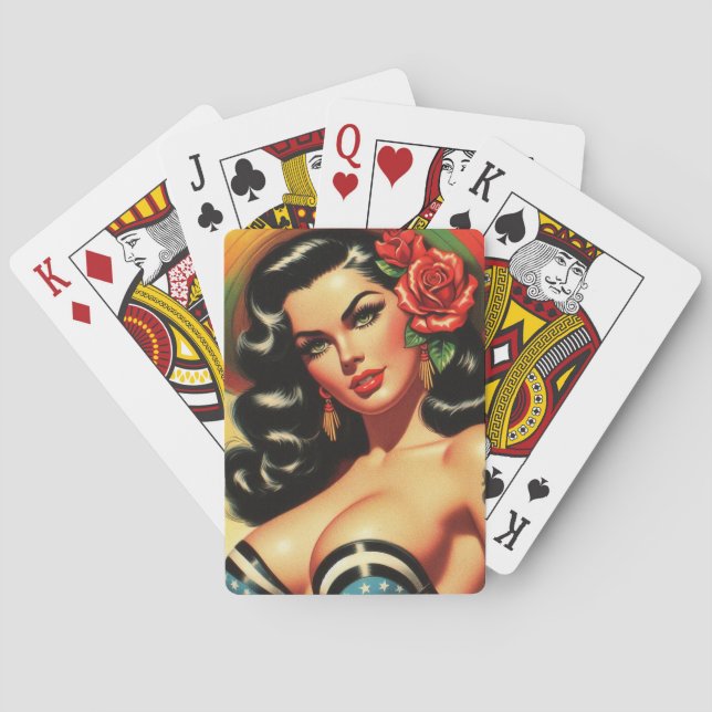 Pinupet Retro Cute Hett Casinokort (Baksidan)