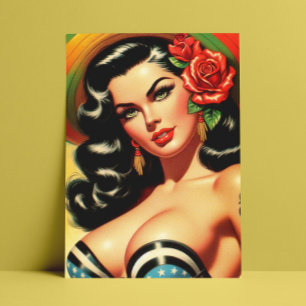 Pinupet Retro Cute Hett Vykort