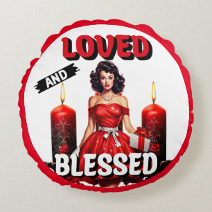 Pinupet Retro Loved and Bled Rund Kudde