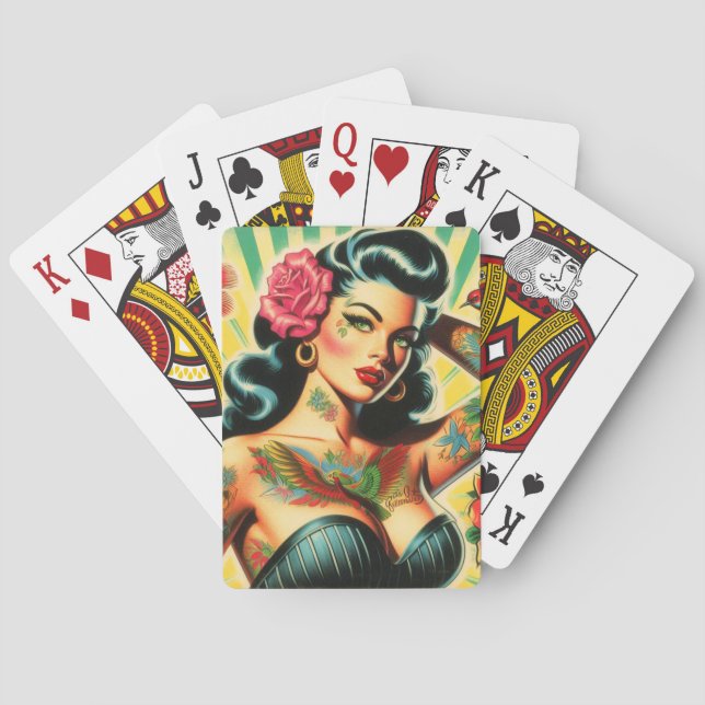 Pinupet Retro Old school Tattoo Casinokort (Baksidan)
