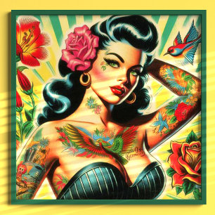 Pinupet Retro Old school Tattoo Poster