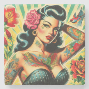 Pinupet Retro Old school Tattoo Stenunderlägg