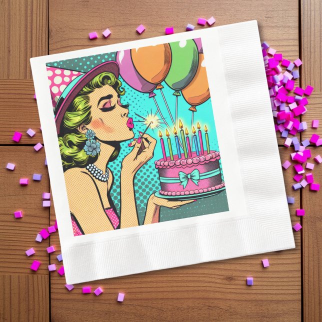 Pinupet Retro Pop Art Kvinna Pappersservett (Skapare uppladdad)