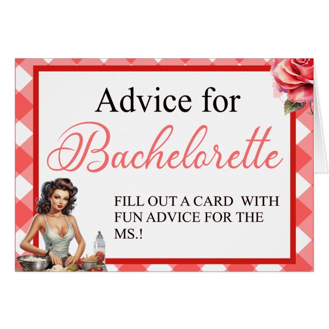 Pinupet Retro Rosa Bachelorette Party Card OBS Kort (Framsidan Horizontal)