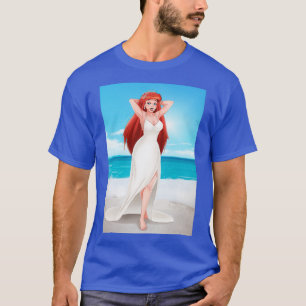 Pinupet Rödhårig Sjöjungfru Bröllop T Shirt