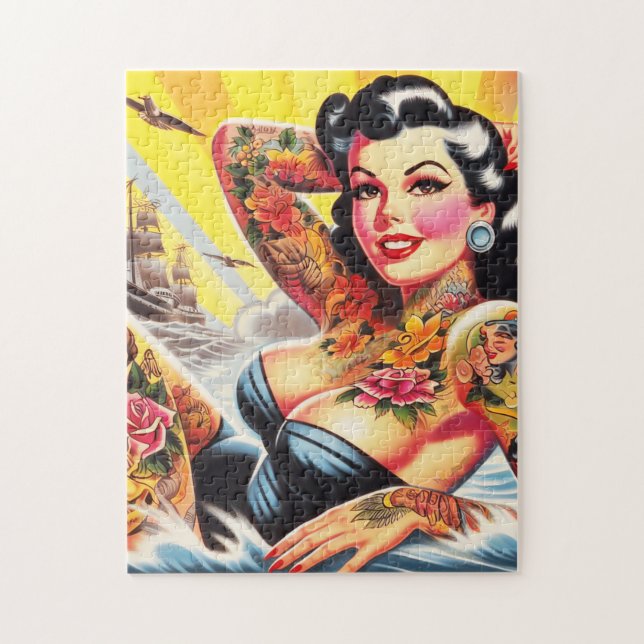Pinupet vintage Beach Tattoo Pussel (Vertikal)